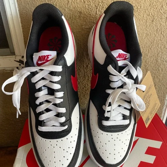 Nike Black and White Sneakers with Red Swoosh for women size 10 for men 8.5 - Picture 6 of 8